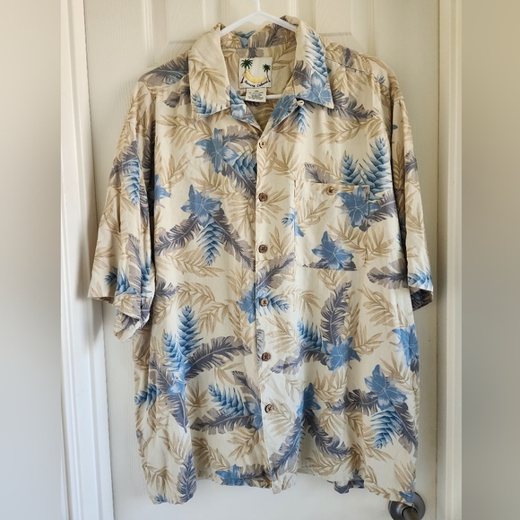 Banana Cabana Mens XL Tropical Hawaiian Button Down Short Sleeve Shirt - Picture 1 of 6